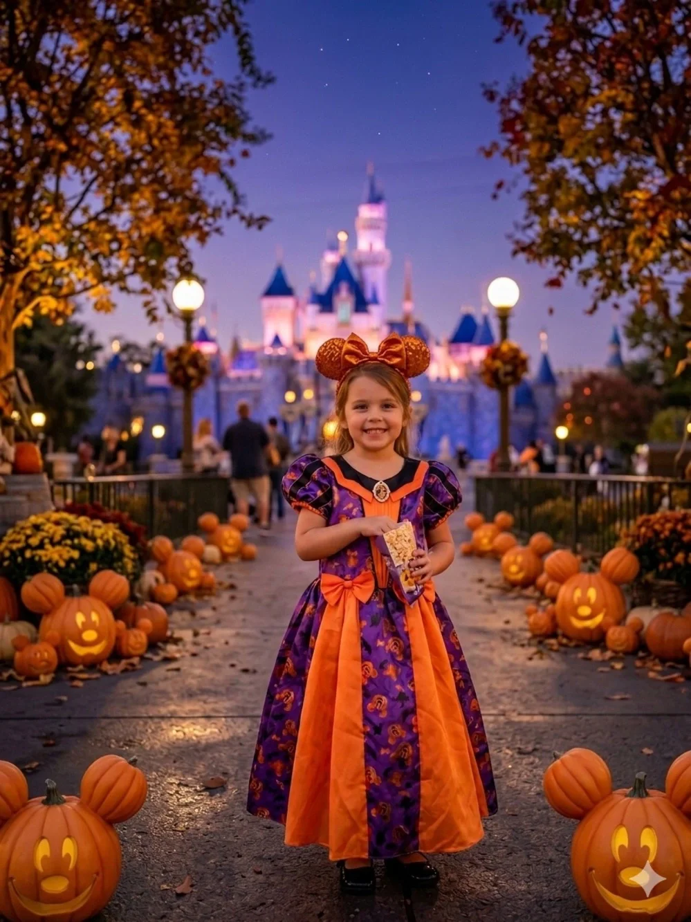 Disney Store Minnie Mouse Witch Costume Dress kids girls 9/10 Halloween Pumpkin